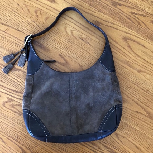 Coach Handbags - COACH Brown Suede leather shoulder hobo tassel purse bag